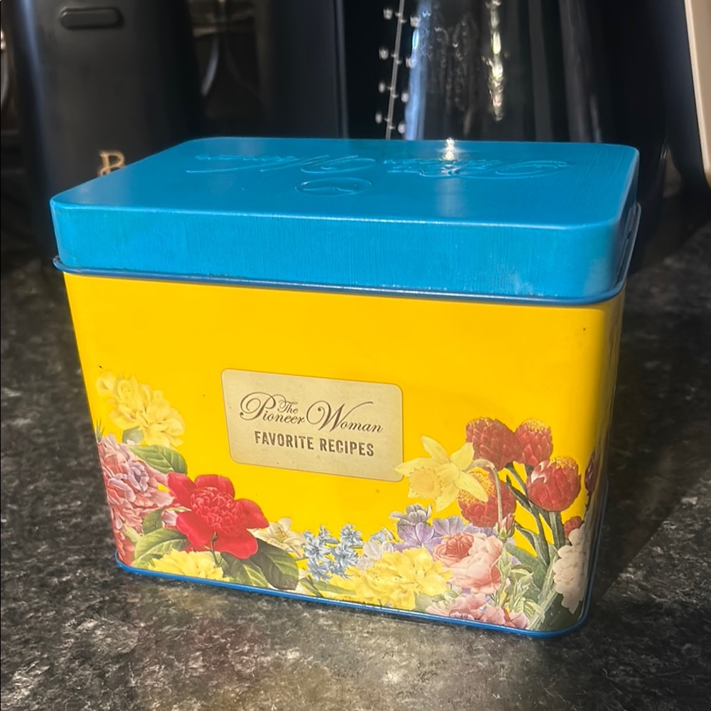The Pioneer Woman Yellow and Blue Recipe Tin